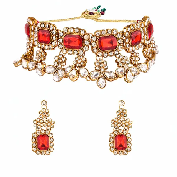 Red_And_White_Jewellery_Set_Alloy_For_Women_Pack_Of_1