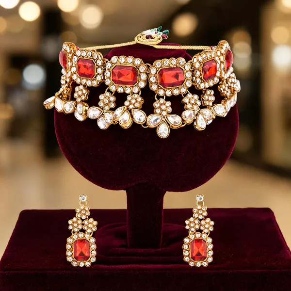 Red_And_White_Jewellery_Set_Alloy_For_Women_Pack_Of_1
