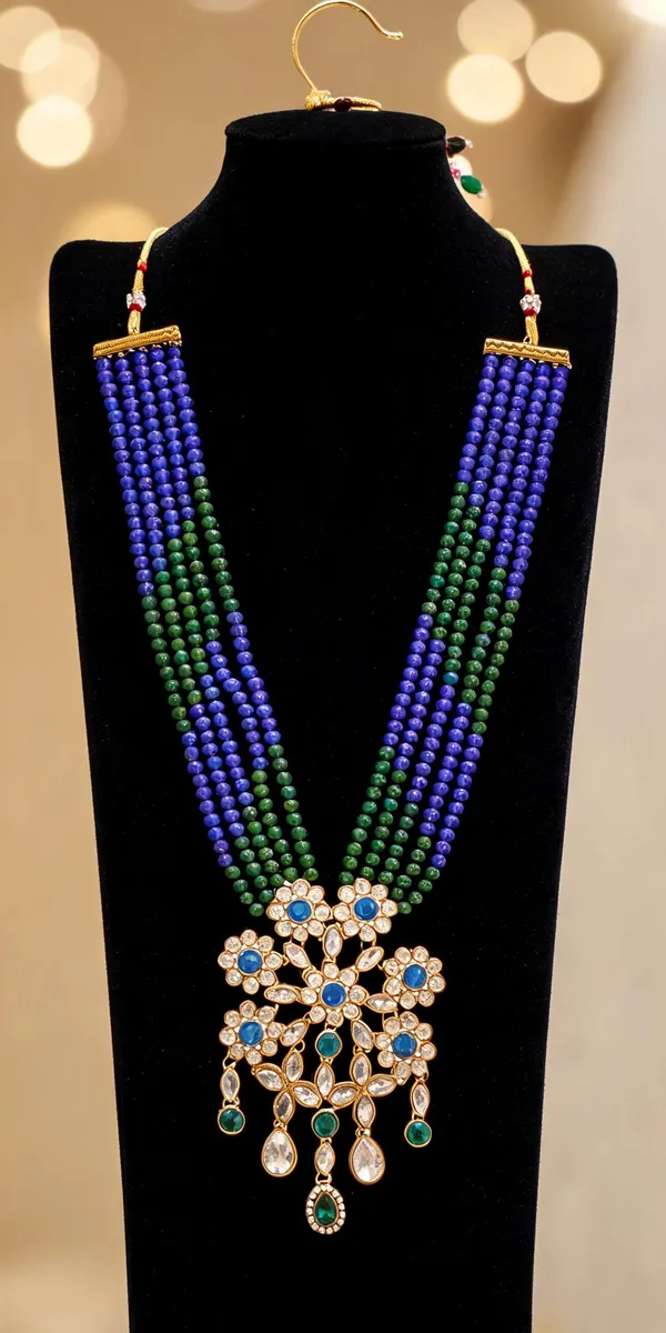 Blue_And_Green_Layered_Necklace_Alloy_For_Unisex_Pack_Of_1