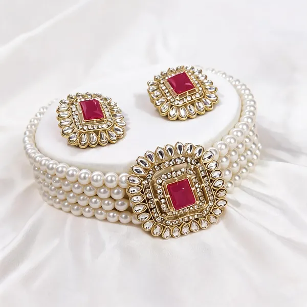 Pink_And_White_Jewellery_Set_Alloy_For_Women_Pack_Of_1