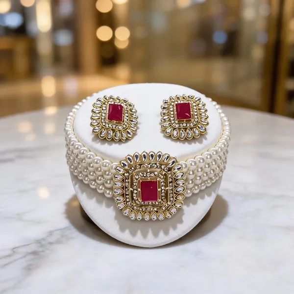 Pink_And_White_Jewellery_Set_Alloy_For_Women_Pack_Of_1