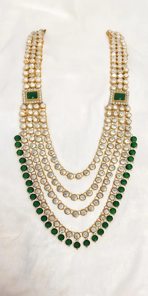 Green_And_Gold_Layered_Necklace_Alloy_For_Unisex_Pack_Of_1