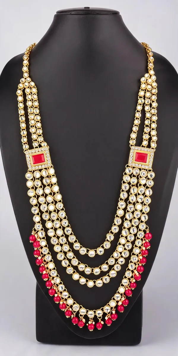 Pink_And_Gold_Layered_Necklace_Alloy_For_Unisex_Pack_Of_1