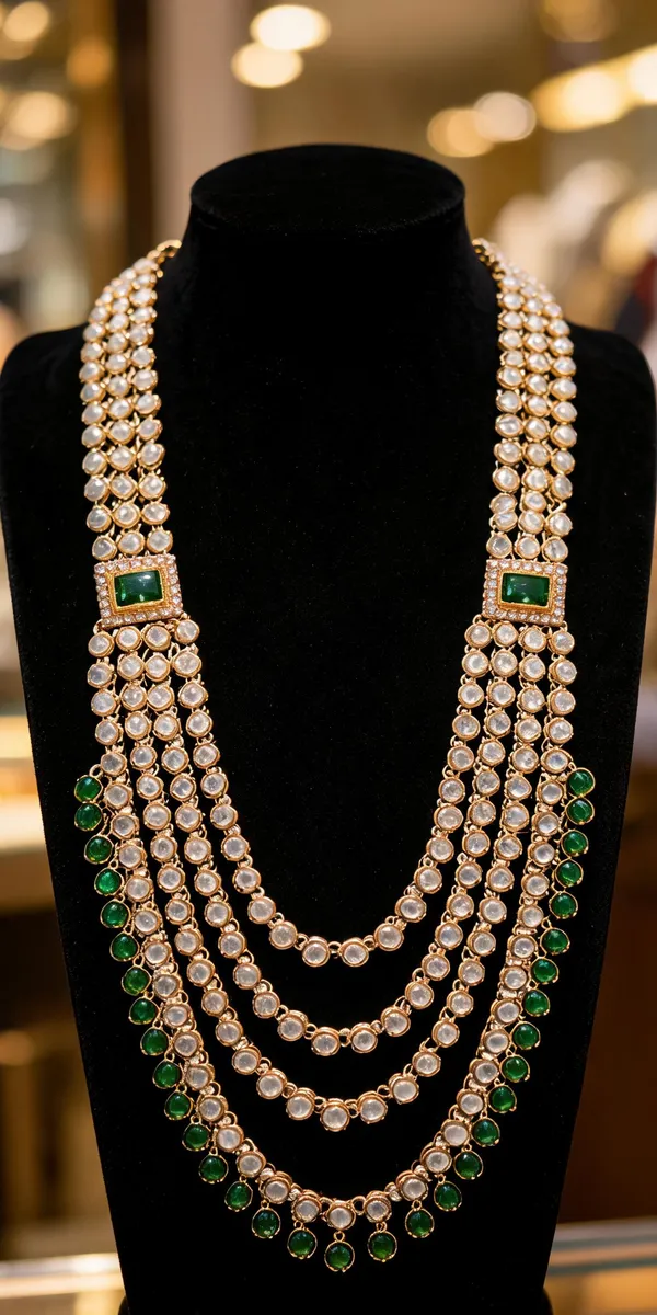 White_And_Green_Necklace,_Layered_Necklace_Alloy_For_Unisex_Pack_Of_1