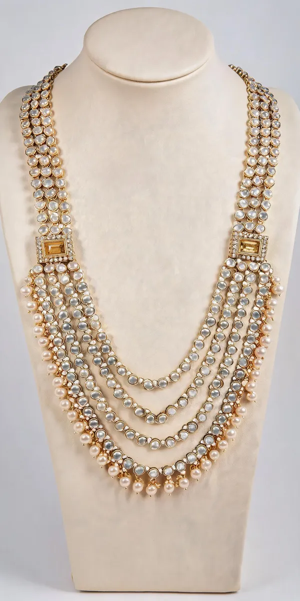 White_And_Gold_Layered_Necklace_Alloy_For_Unisex_Pack_Of_1