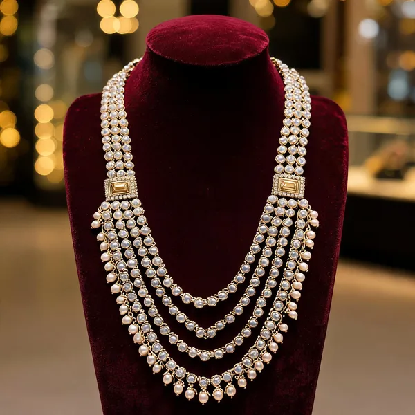 White_And_Gold_Layered_Necklace_Alloy_For_Unisex_Pack_Of_1