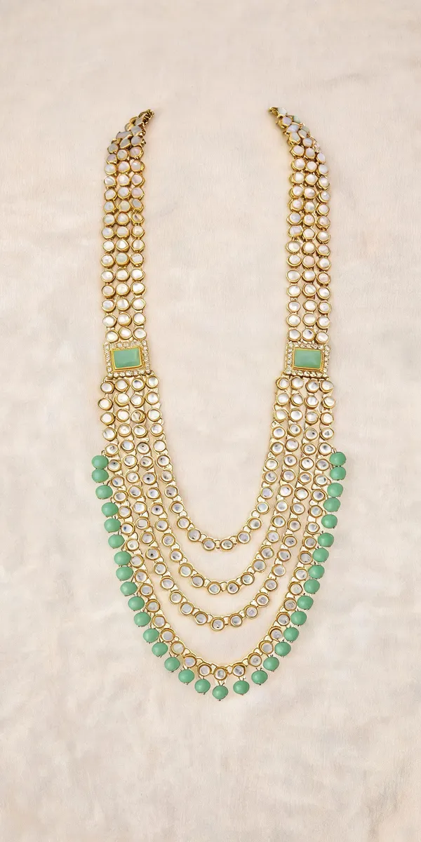 Green_And_Gold_And_White_Layered_Necklace_Alloy_For_Unisex_Pack_Of_1