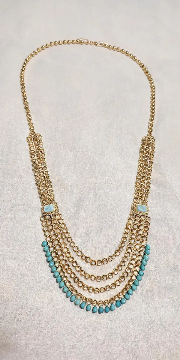 Blue_And_Gold_And_White_Layered_Necklace_Alloy_For_Unisex_Pack_Of_1