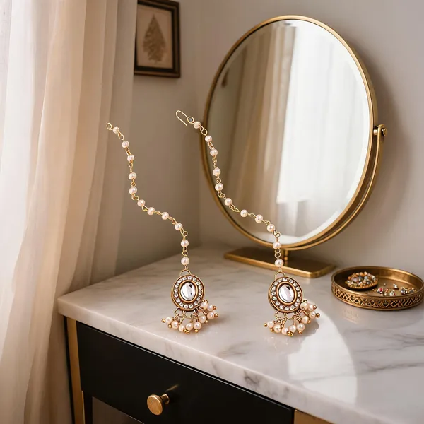 White_And_Gold_Matha_Patti_Alloy_For_Women_Pack_Of_2