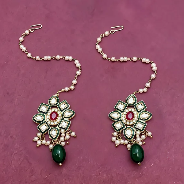 White_And_Green_Maang_Tikka_Alloy_For_Women_Pack_Of_2