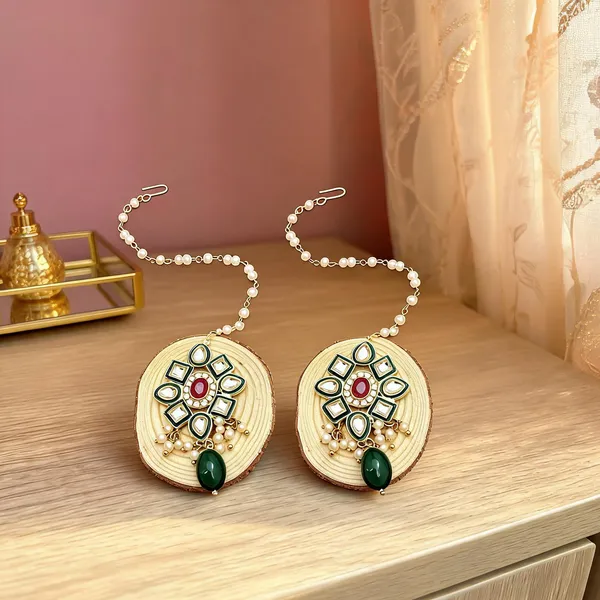 White_And_Green_Maang_Tikka_Alloy_For_Women_Pack_Of_2