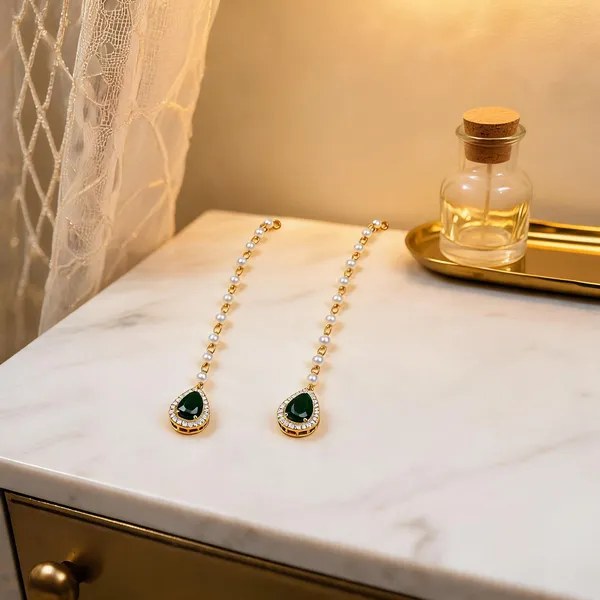 White_And_Green_Maang_Tikka_Alloy_For_Women_Pack_Of_2