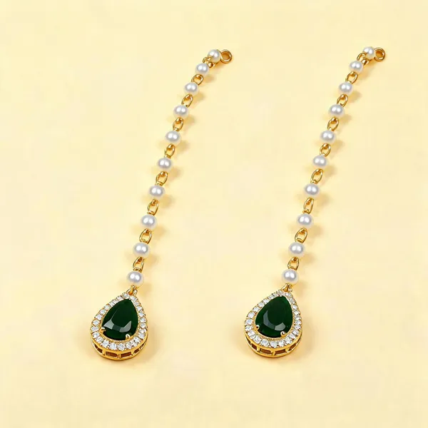 White_And_Green_Maang_Tikka_Alloy_For_Women_Pack_Of_2