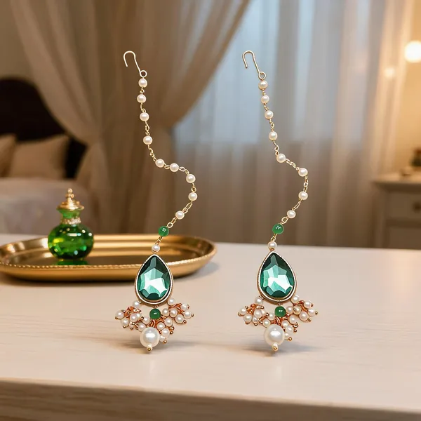 White_And_Green_Maang_Tikka_Alloy_For_Women_Pack_Of_2