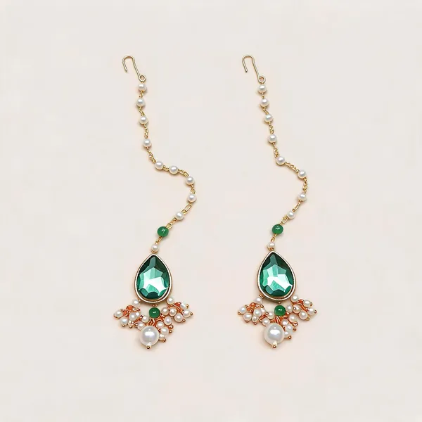 White_And_Green_Maang_Tikka_Alloy_For_Women_Pack_Of_2