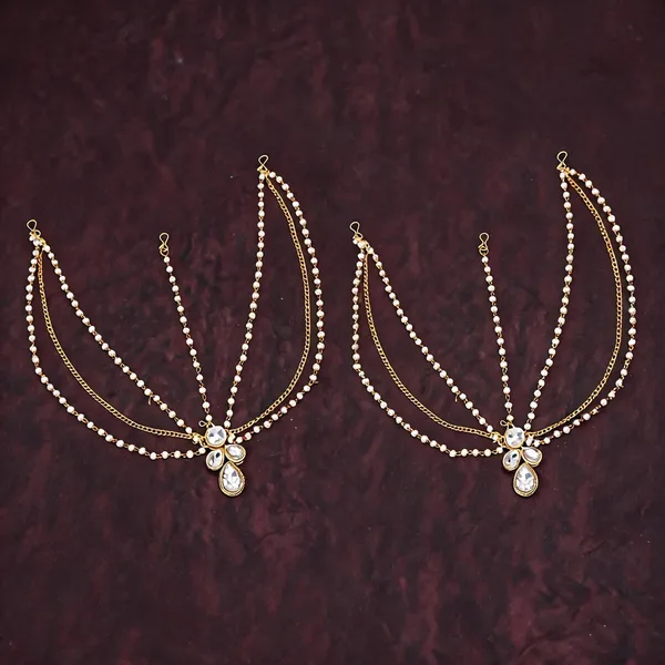 White_And_Gold_Matha_Patti_Alloy_For_Women_Pack_Of_2