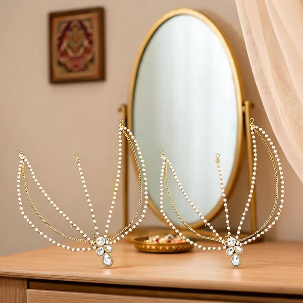 White_And_Gold_Matha_Patti_Alloy_For_Women_Pack_Of_2