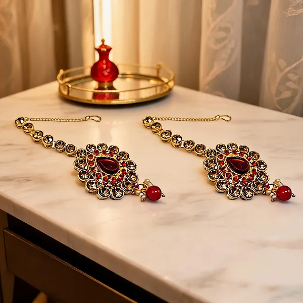 Gold_And_Maroon_Maang_Tikka_Alloy_For_Women_Pack_Of_2