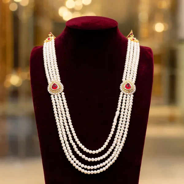 White_Layered_Necklace_Alloy_For_Unisex_Pack_Of_1