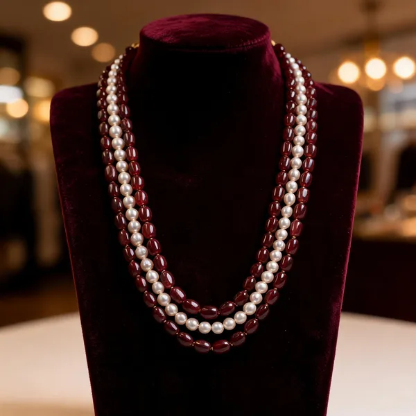 White_And_Maroon_Necklace_Alloy_For_Unisex_Pack_Of_1