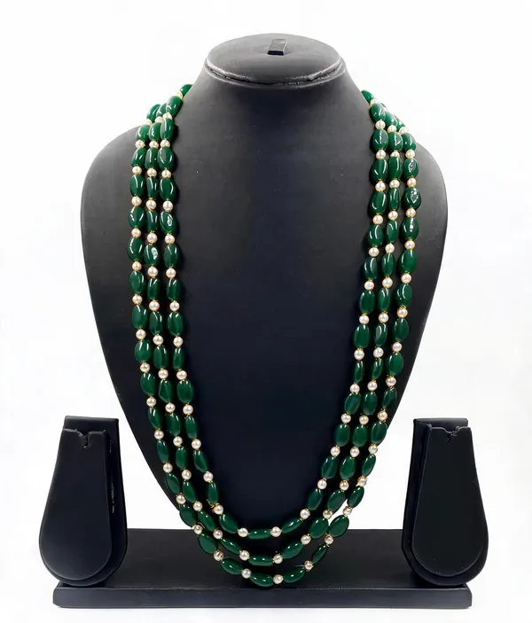 White_And_Green_Necklace_Alloy_For_Unisex_Pack_Of_1
