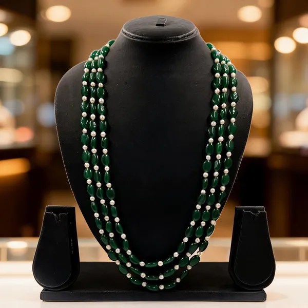 White_And_Green_Necklace_Alloy_For_Unisex_Pack_Of_1