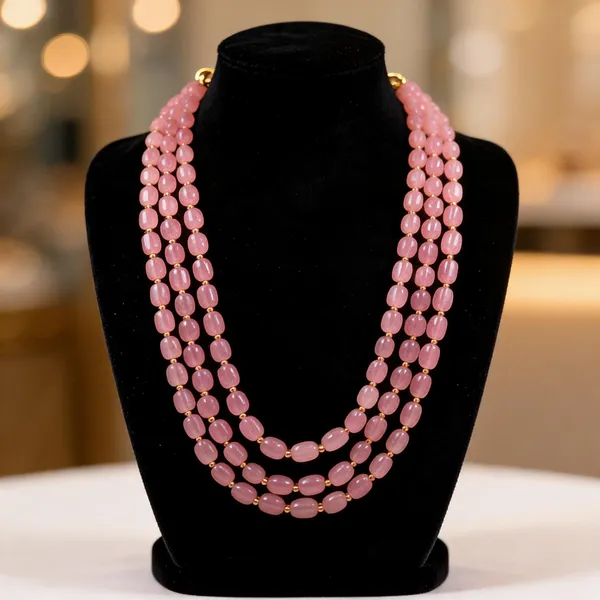 White_And_Pink_Necklace_Alloy_For_Unisex_Pack_Of_1