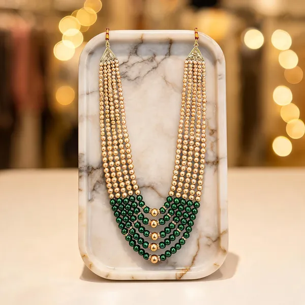 Green_And_Gold_Layered_Necklace_Alloy_For_Unisex_Pack_Of_1