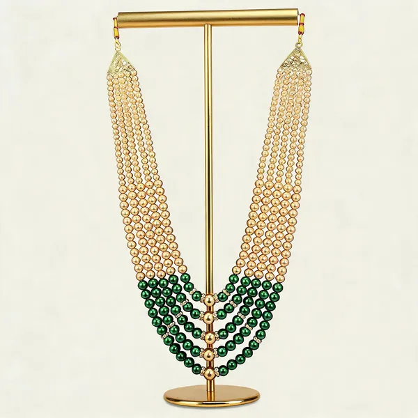 Green_And_Gold_Layered_Necklace_Alloy_For_Unisex_Pack_Of_1