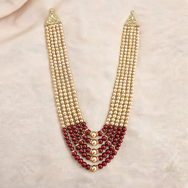 Maroon_Layered_Necklace_Alloy_For_Unisex_Pack_Of_1