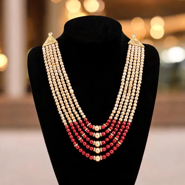 Maroon_Layered_Necklace_Alloy_For_Unisex_Pack_Of_1