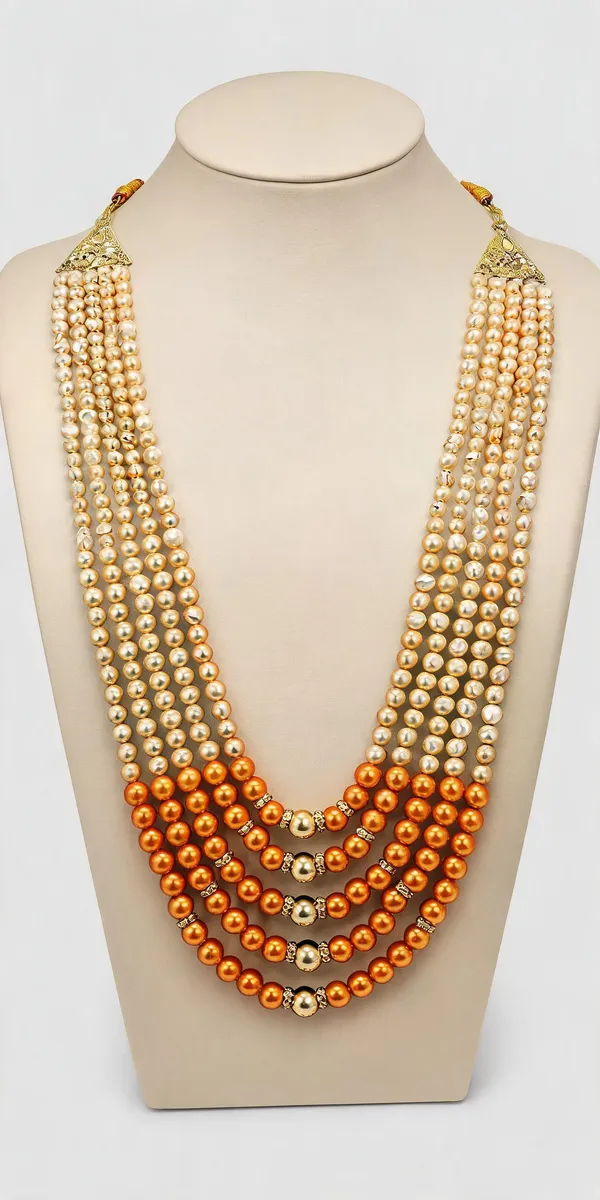 Orange_Layered_Necklace_Alloy_For_Unisex_Pack_Of_1