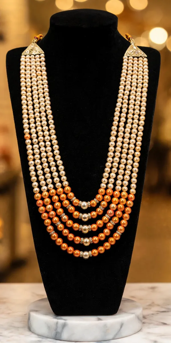 Orange_Layered_Necklace_Alloy_For_Unisex_Pack_Of_1