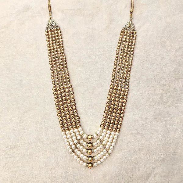 White_Layered_Necklace_Alloy_For_Unisex_Pack_Of_1
