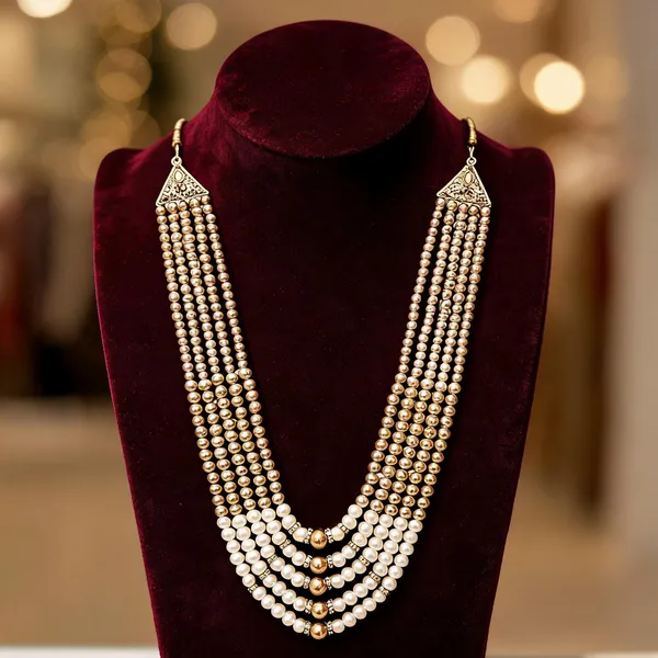 White_Layered_Necklace_Alloy_For_Unisex_Pack_Of_1