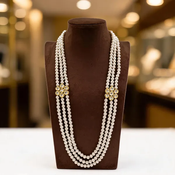 White_And_Gold_Necklace_Alloy_For_Unisex_Pack_Of_1