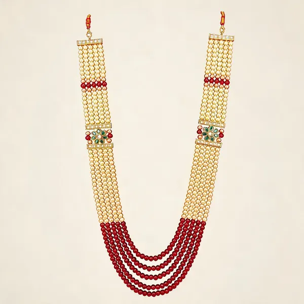 Maroon_And_Gold_Layered_Necklace_Alloy_For_Unisex_Pack_Of_1