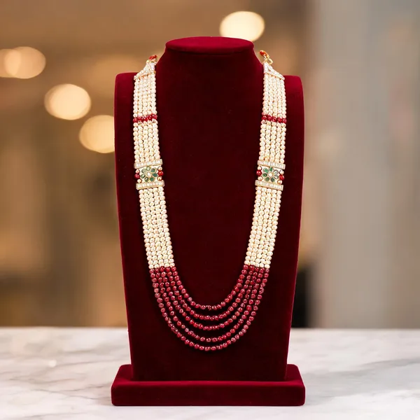 Maroon_And_Gold_Layered_Necklace_Alloy_For_Unisex_Pack_Of_1