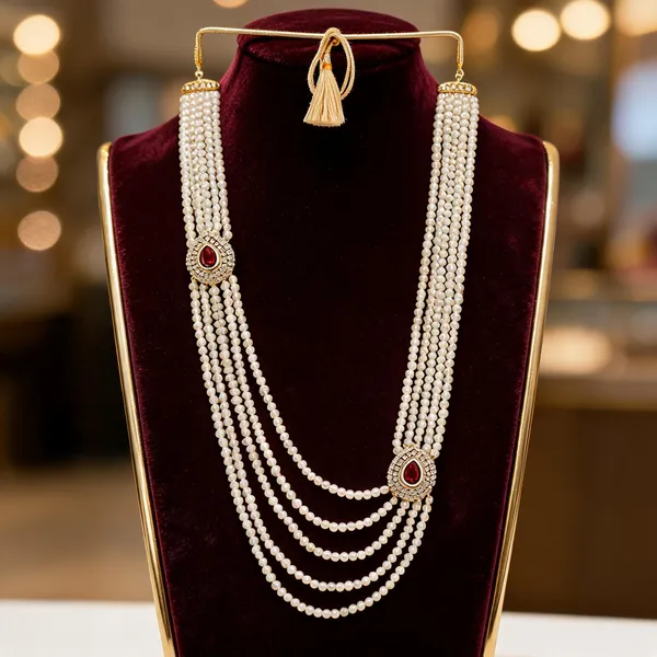White_Layered_Necklace_Alloy_For_Unisex_Pack_Of_1