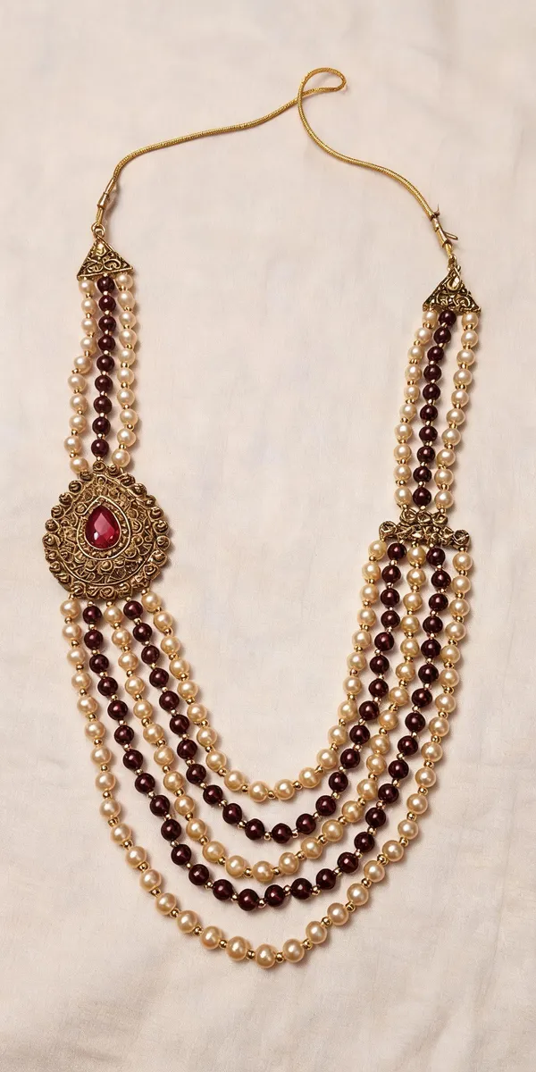 Maroon_And_Lavender_Necklace_Alloy_For_Unisex_Pack_Of_1
