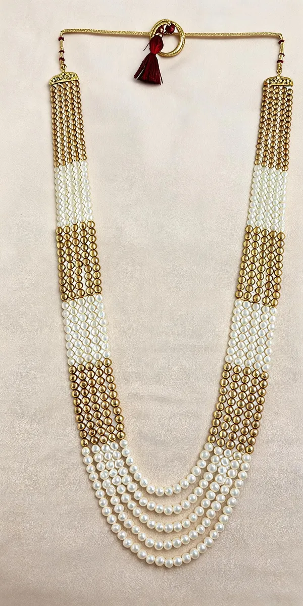White_And_Gold_Layered_Necklace_Alloy_For_Unisex_Pack_Of_1