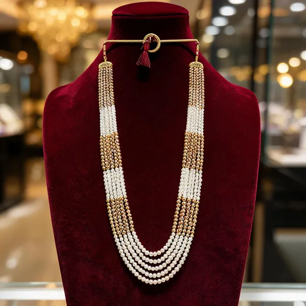 White_And_Gold_Layered_Necklace_Alloy_For_Unisex_Pack_Of_1