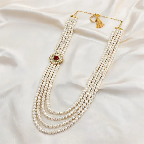 White_Layered_Necklace_Alloy_For_Unisex_Pack_Of_1
