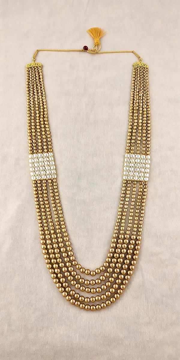 Gold_And_White_Layered_Necklace_Alloy_For_Unisex_Pack_Of_1