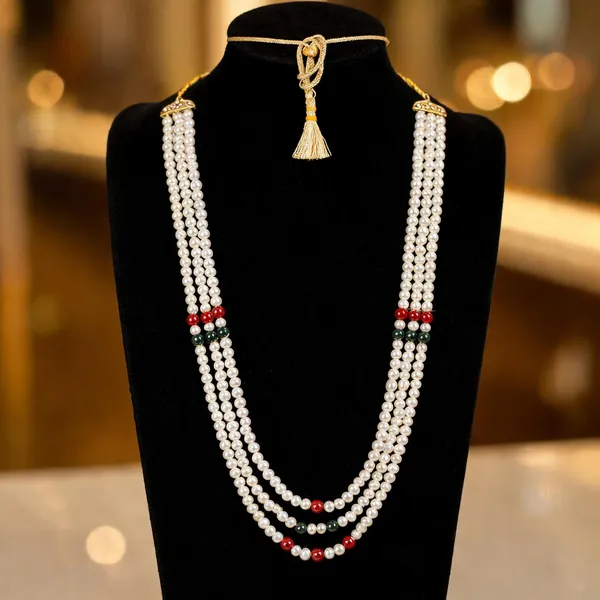 White_Layered_Necklace_Alloy_For_Unisex_Pack_Of_1