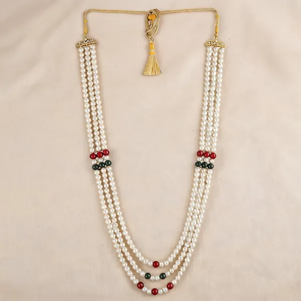 White_Layered_Necklace_Alloy_For_Unisex_Pack_Of_1
