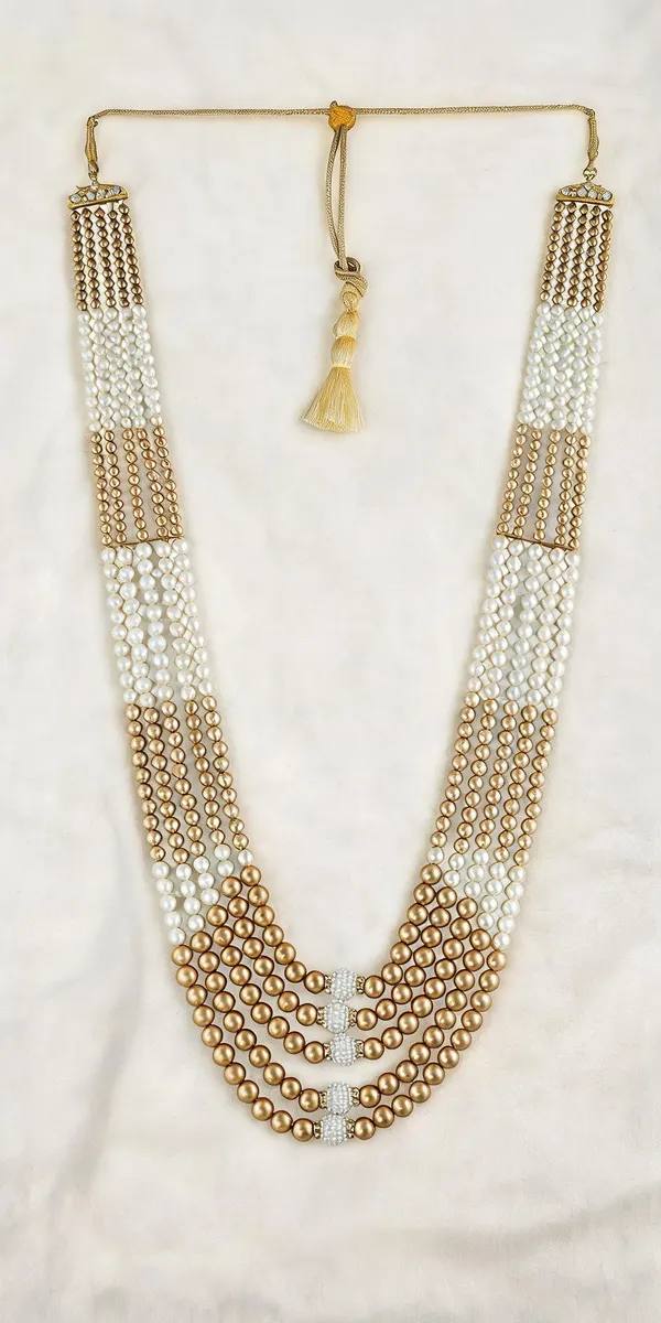 Gold_And_White_Layered_Necklace_Alloy_For_Unisex_Pack_Of_1