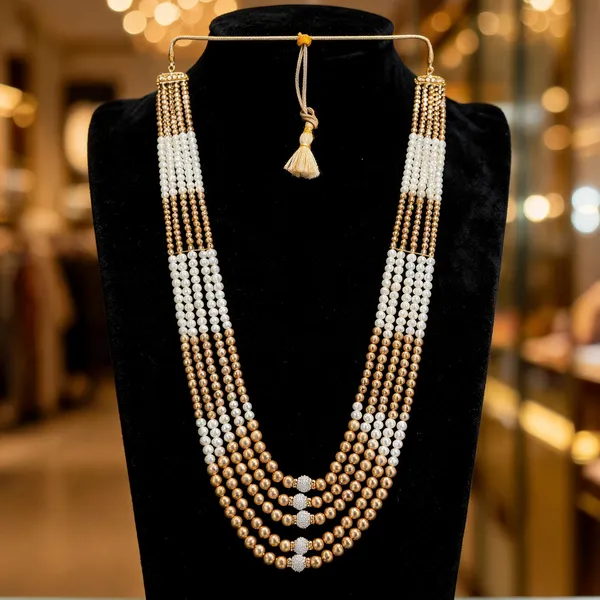 Gold_And_White_Layered_Necklace_Alloy_For_Unisex_Pack_Of_1