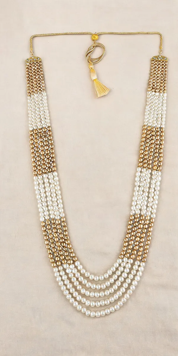 White_And_Gold_Layered_Necklace_Alloy_For_Unisex_Pack_Of_1