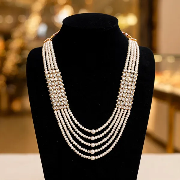 White_Layered_Necklace_Alloy_For_Unisex_Pack_Of_1
